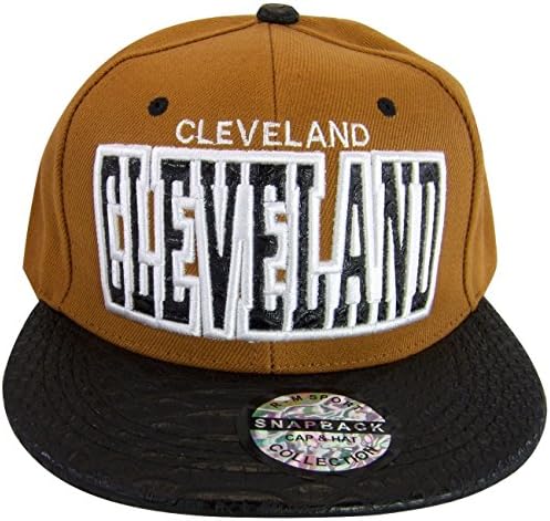 Cleveland Textured Brim Men's Adjustable Snapback Baseball Caps (Brown/Black)