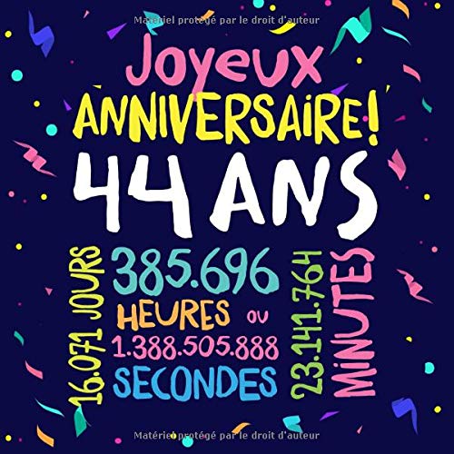 Joyeux Anniversaire 44 Ans Livre D Or Pour Le 44eme Anniversaire 44 Ans Decoration Cadeau D Anniversaire Pour Homme Ou Femme Livre Pour Les Felicitations Et Photos Des Invites