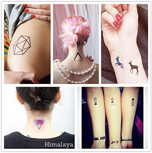 Temporary Tattoo Kit - Temporary Tattoos Women - Geometric Temporary Tattoos Triangle Tattoos Modern Style Unisex Body Tattoos - Large Temporary Tattoos