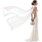 Mepase Bridal Neck Scarf 90''/118''/157'' Wedding Chiffon White Shawl Tulle Bride Neck Shawl for Wedding Evening Ceremony