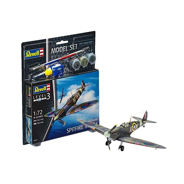 Revell Modellbausatz Flugzeug 1:72 - Spitfire Mk.IIa im Maßstab 1:72, Level 3, originalgetreue Nachbildung mit vielen…