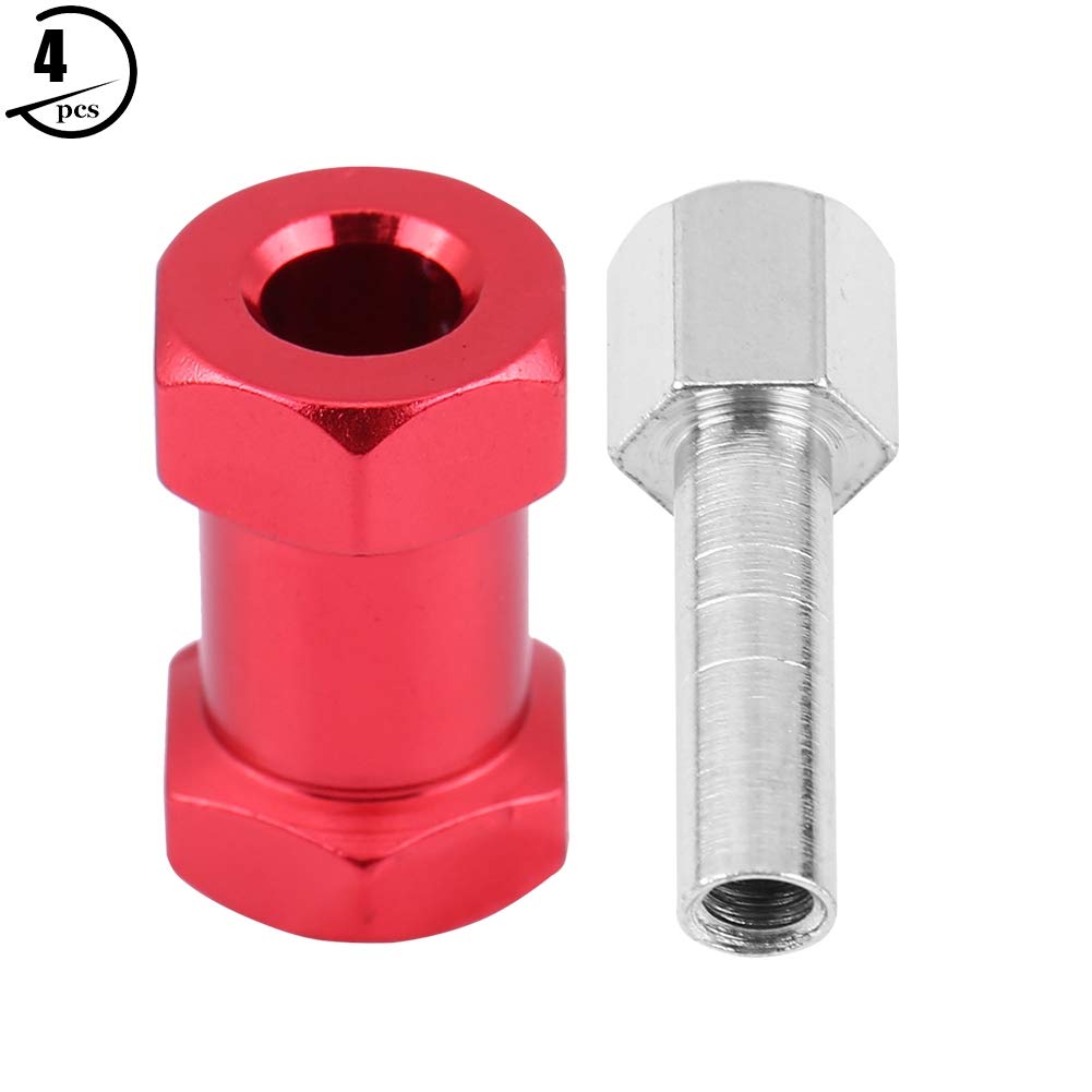 RC Car Hex Adapter, 4 Pcs Metal Wheel Hub Adapter Available for D90 AX10 CC01 SCX10 F350 RC Crawlers(20mm Red)