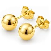 KEZEF Sterling Silver Ball Stud Earrings Hypoallergenic Earrings for Women | Available in Sterling Silver, Rose Gold, or 14K Gold Plated Silver (2mm-10mm)