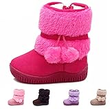 DADAWEN Little Girl's Bany Flat Pom Pom Ankle Boot (Toddler/Little Kid/Big Kid)