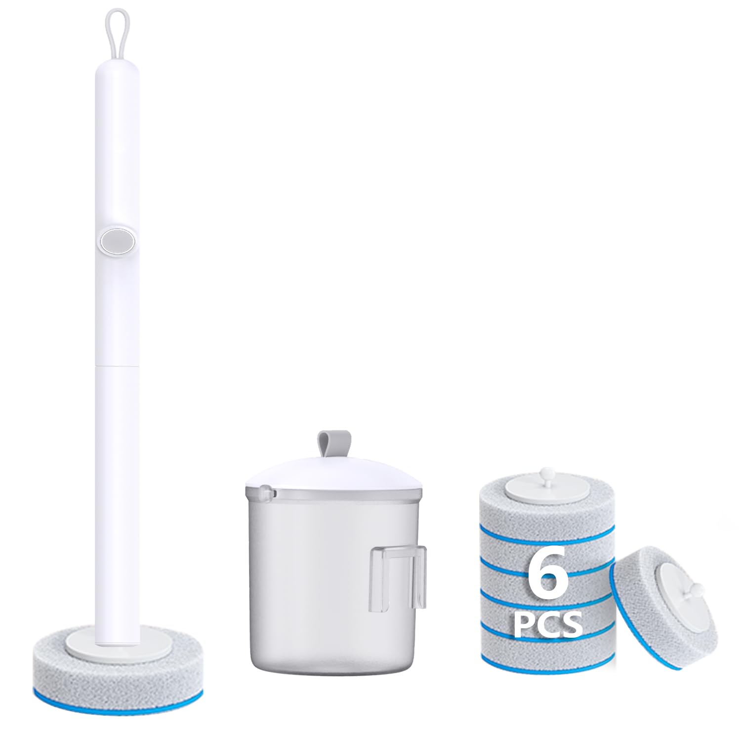 Photo 1 of MOPALL Disposable Toilet Brush Wand with Refill Heads Wall Mounted Holder Cleaning System Kit