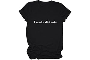 GAQEUWR Women Summer Tops, I Need A Diet Coke Shirt, Crew Neck Short Sleeve Blouse Funny Letter Print Shirts Tees