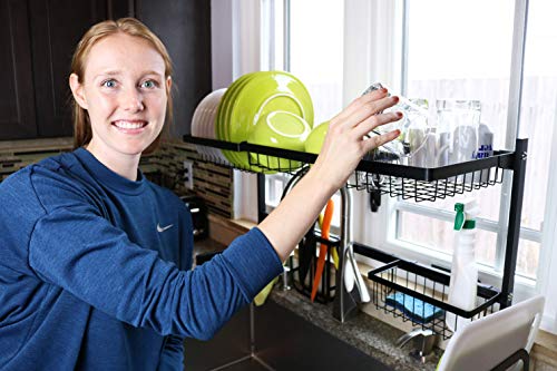 Dish Rack Over Sink(32.5") Dish Drying Rack Kitchen Stainless Steel Over The Sink Shelf Storage Rack (Sink size ≤ 32.5 inch)(Black, 33.5X12.5X20.5inch) - Thumbnail 7
