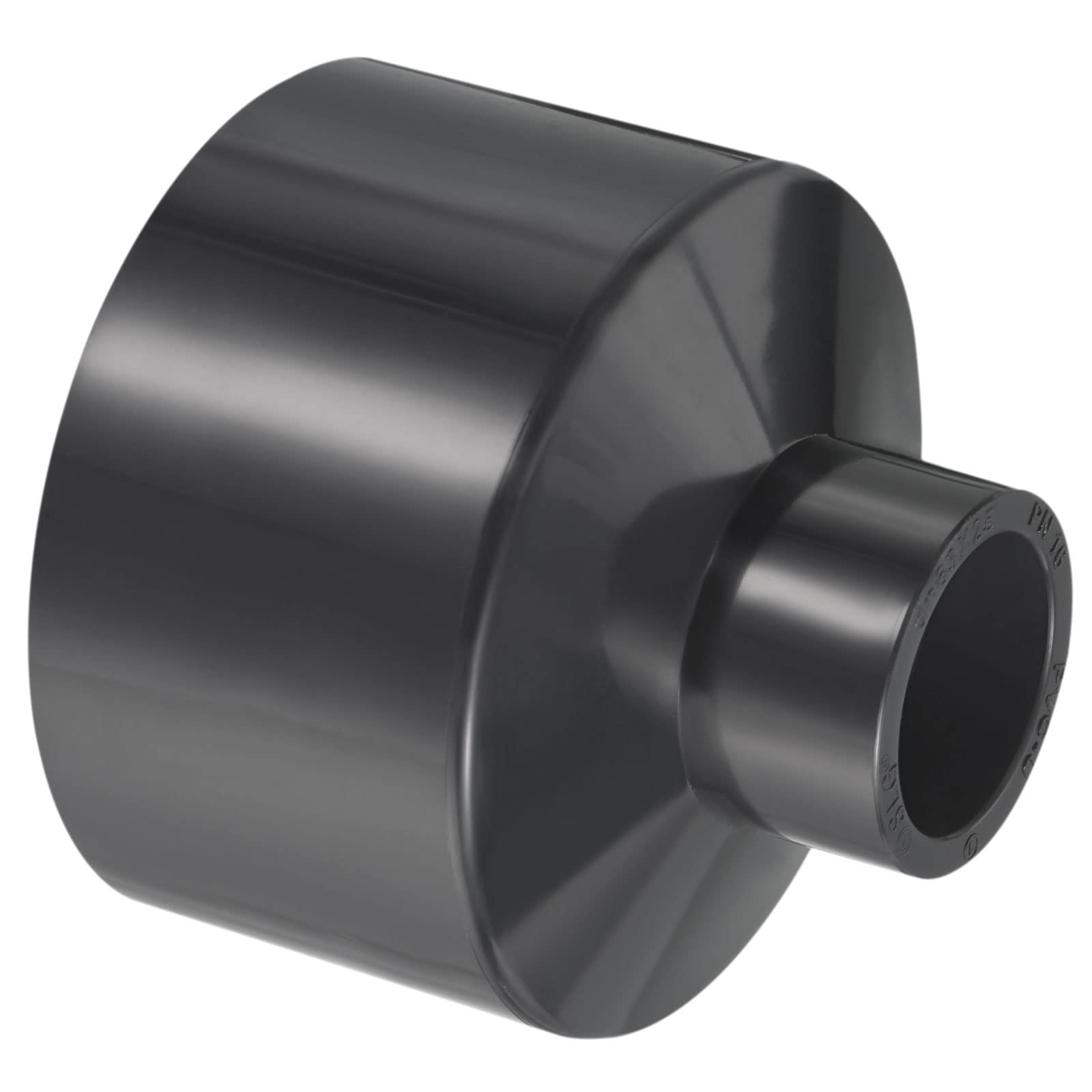 PATIKIL PVC Reducer Pipe Fitting 2.5x1 Inch Socket, Straight Coupling Adapter Connector, Grey — image 1
