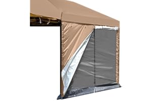 MQOUTDOOR Middle Zipper Door Sidewall for 10x10 Pop up Canopy Tent with Mosquito Netting Side Wall Waterproof Sun Protection Only 1 Side, Khaki