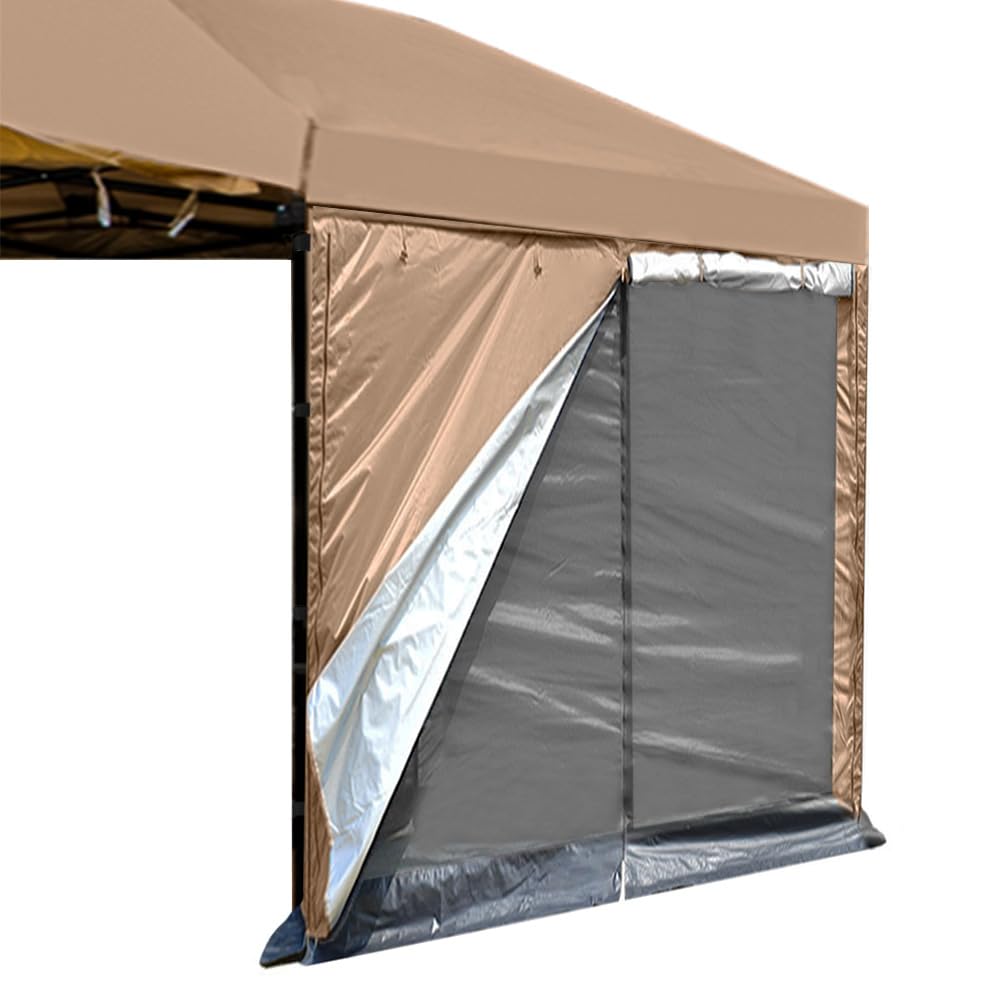 Photo 1 of MQoutdoor Middle Zipper Door Sidewall for 10x10 Pop up Canopy Tent with Mosquito Netting Side Wall Waterproof Sun Protection Only 1 Side, Khaki
