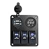 Proelectric-Blue-LED-Light-1-Waterproof-MarineBoat-Car-Switch-Panel-3-Gang-USB-Charger-Voltage-Indicator-Power-Socket-5-pin-On-Off-Rocker-Switch