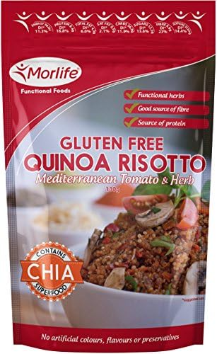 Morlife Quinoa Risotto Mediterranean Tomato 130g - Functional herbs and spices black pepper, garlic and paprika to enhance absorption, Easy to prepare, Gluten free, 2 serves