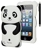 iPod Touch 5 Case, Bastex 3D Black and White Panda Bear Silicone Case for Apple iPod Touch 5, 5th GenerationINCLUDES STYLUS [Compatible with iPod Touch 6]