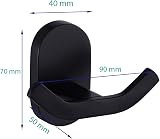 BOOKARROW Matte Black Wall Mounted Double Robe Hook Solid Brass 7113B view 3