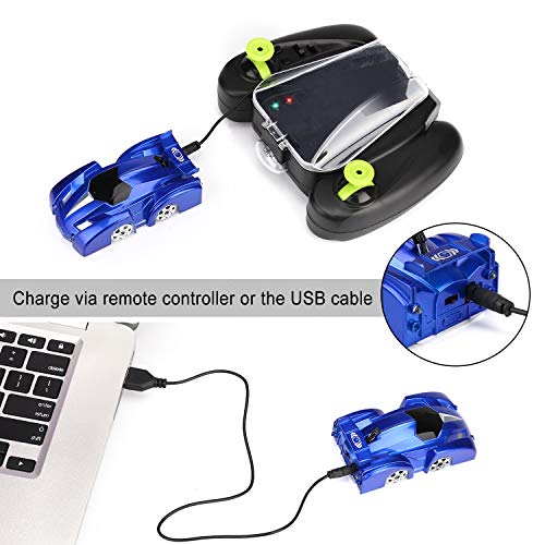 Ansee Wall Climbing Car Remote Control Car Rechargeable Mini Size 360° Rotating Defying Gravity Toy with LED Light Birthday for Kids, Boys & Girls (Mini-Blue) - Thumbnail 5
