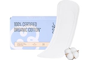 RPE LIFE 100% Organic Long Panty Liners for Women Long, Ultra Thin Cotton Cover, Long Pantiliners, Light Absorbency, Unscented Barely There Pantie Liners, Individually Wrapped (Long Liner, Size 2, 32ct)