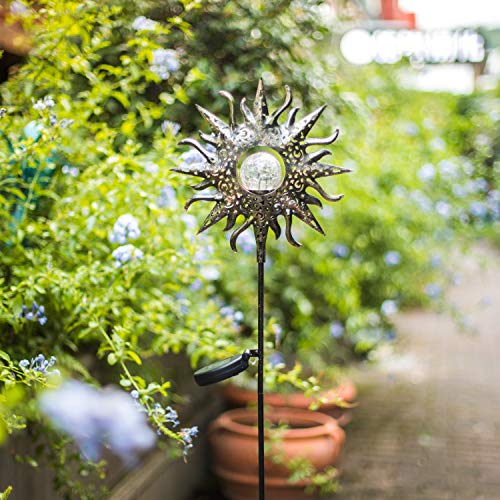 Homeimpro Sun Solar Lights Garden Outdoor,Crackle Glass Globe Stake Lights,Waterproof LED Lights for Garden,Lawn,Patio… - Image 4