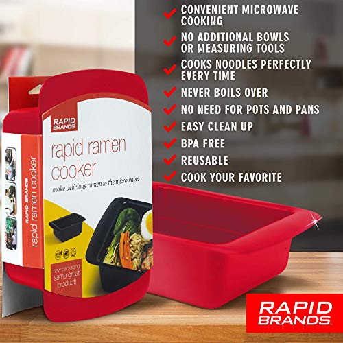 Rapid Ramen Cooker - Microwave Ramen in 3 Minutes - BPA Free and Dishwasher Safe - Red