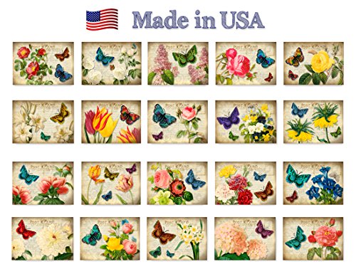 VICTORIAN FLOWERS postcard set of 20 postcards. Artistic flower in a vintage style post card variety pack. Made in USA.