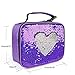 Girls Flip Sequin Lunch Box Insulated Lunch Tote Bag for Kids Glitter Mermaid Lunch Box for School Work Travel Picnic