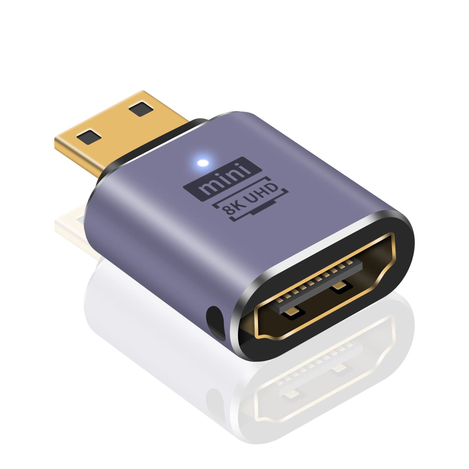 Maxhood Mini HDMI to HDMI Adapter 8K, 48gbps HDMI Mini-HDMI Adapter, Mini HDMI Male to Female Conversion Extension Adapter Supports 3D, 8K@60hz, 4K, 2160P, 1080P, etc 1-Pack