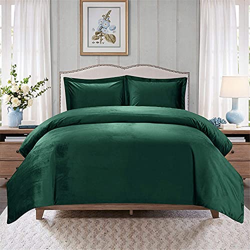 HYBD Emerald Green Velvet Duvet Cover Queen Size Velvet Bedding Sets