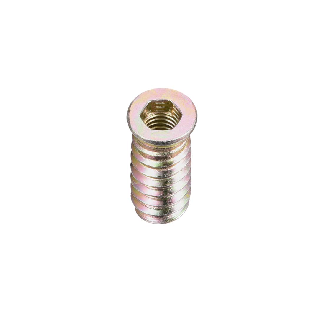 sourcing map Wood Furniture M6x25mm Threaded Insert Nuts Interface Hex Socket Drive 50pcs