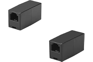 LanSenSu RJ11 Coupler, Straight Telephone Inline Coupler RJ11 6P4C Inline Keystone Jack Female to Female Straight Telephone Cable Cord Extension Adapter Black 2 Pack