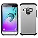 Samsung Galaxy Luna Case (TRACFONE), Galaxy Luna Cases, BornTech Dual Layer Slim Shockproof Armor Protector Phone Case Cover (Black/Silver)