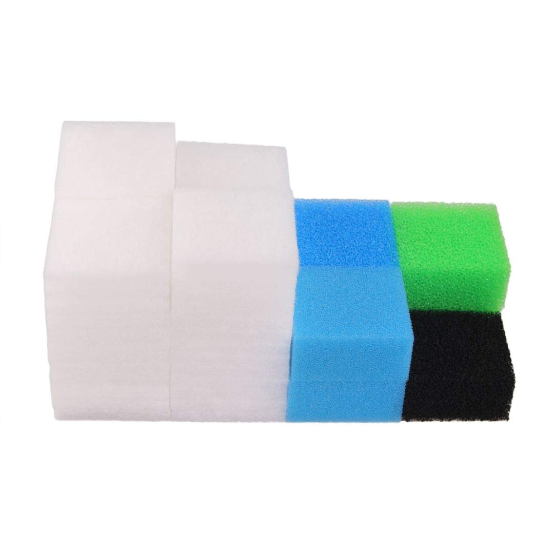 INGVIEE Set of Compatible Aquarium Filter Foam Sponge for Juwel Compact/Bioflow 3.0 (2 x Blue Fine, 2 x Blue Coarse, 2 x Green Nitrate, 2 x Black Carbon, 50 x Poly pads)