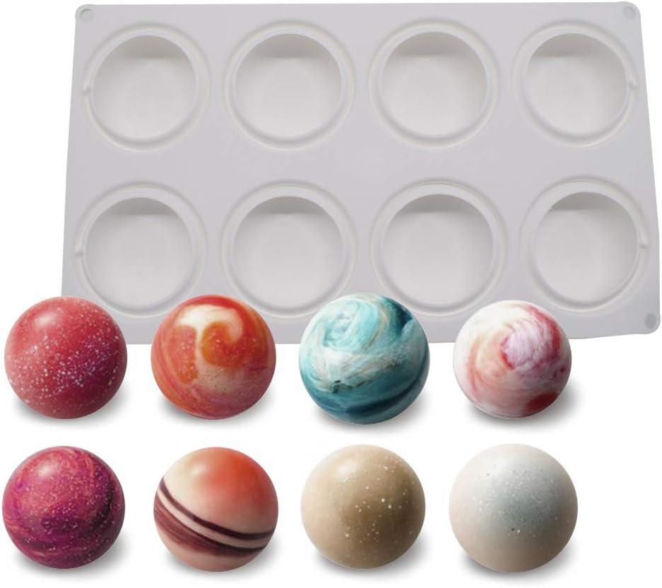 Silicone Mousse Mould - Cake Mold 3D Handmade Bakeware DIY Moulds, 8 Holes Round Shape