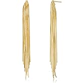 Long Tassel Dangle Drop Earrings for Woman,Dainty Punk Sleek Metal Chain Earrings Elegant Fringe Chandelier Dangle Earrings Wedding Prom Party