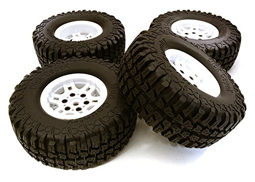 Integy RC Model Hop-ups OBM-1435WHITE Composite Dual 6 Spoke Off-Road 1.9 Size Wheel & Tire (4) (O.D.=102mm)