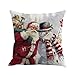 Sunshinehomely Clearance 4PC Christmas Santa Claus Snowmen Red Printed Pillowcase Happy Christmas Pillow Cases Linen Sofa Cushion Cover Home Decor (B)
