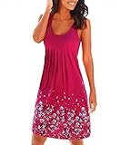 Yidarton Women's Summer Casual Loose Mini Dress Print Pleated Sleeveless Sundress A-Line Beach Dresses
