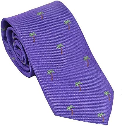 SummerTies Palm Tree Necktie - Purple, Woven Silk, Kids Length