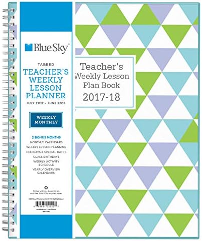 Blue Sky 2017-2018 Academic Year Teachers Plan Book, Twin-Wire Bound, Geo Cover, 8.5" x 11"