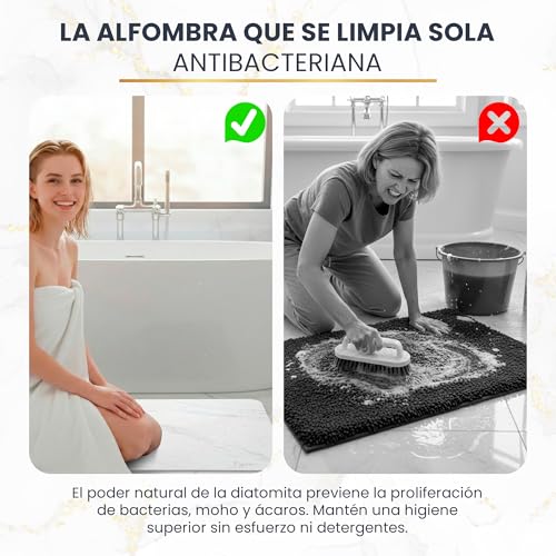 Fyror Diatomite Bath Mat Antibacterial 60 x 39 cm. Stone Bath Mat Quick Drying. Hygienic, Washable and Ecological. Keeps the floor dry and clean. Ideal for Families and Modern Homes.