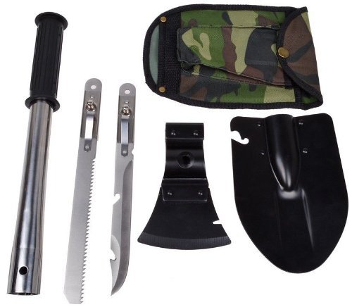 9-in-1 Military Ultimate Survival Kit Tools Emergency Camping Hiking Knife Shovel Axe Saw Gear Kit Tools Backpacking , Fishing, Trench Entrenching Tool, Car Emergency Shovel