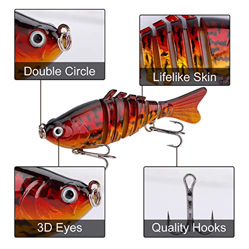 Qimei-shop Leurres De Pêche Artificiels Appâts Réalistes Multi Articulé Swimbait Topwater Avec Hameçon Mustad Pour Carnassier Poisson Le Brochet Perche Truite 2pcs