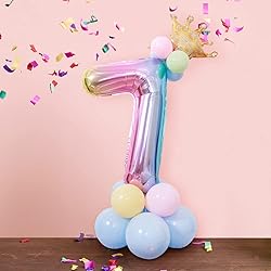 DUILE 32"Large Size Rainbow Number 1 Balloon Set
