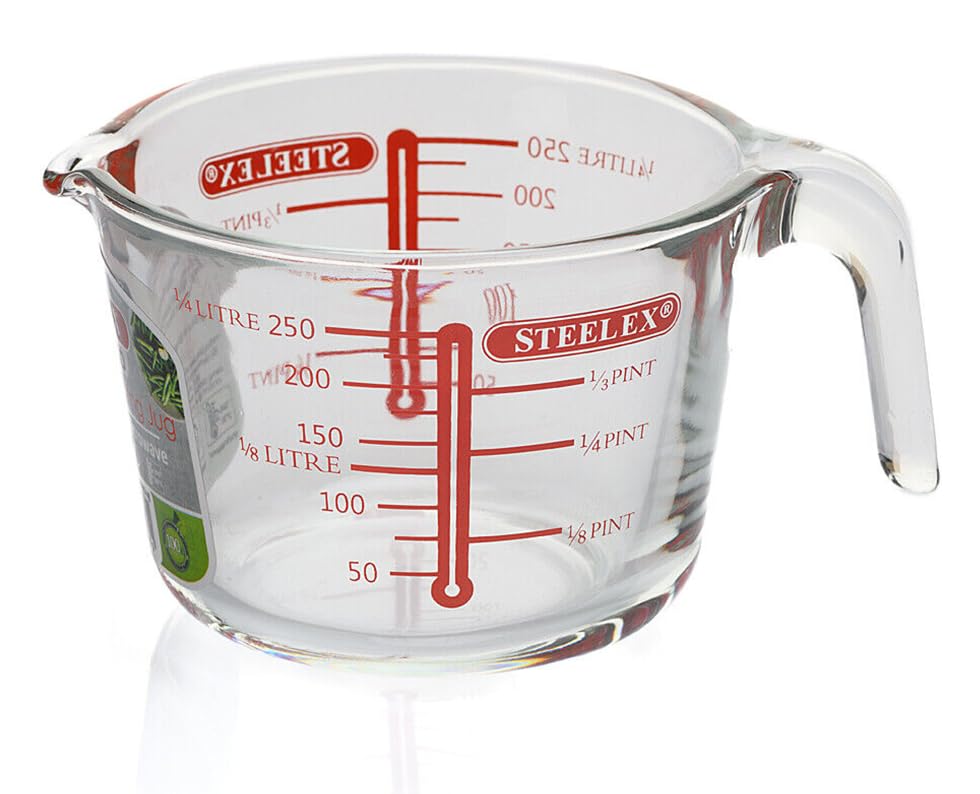 Steelex Glass Measuring Jug - Suitable for Baking and Cooking - Made from Quality Glass, Suitable for Dishwasher (250ml/0.25L)