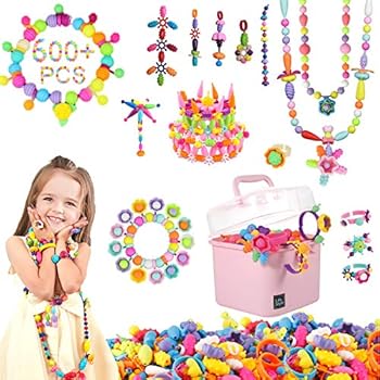 Pop Beads, 600Pcs Creativity DIY Jewelry Making Kit for Kids Toddlers Beads for Jewelry Making,Idea Arts and Crafts Gifts for 3 4 5 6 7 8 9 Year Old Girl