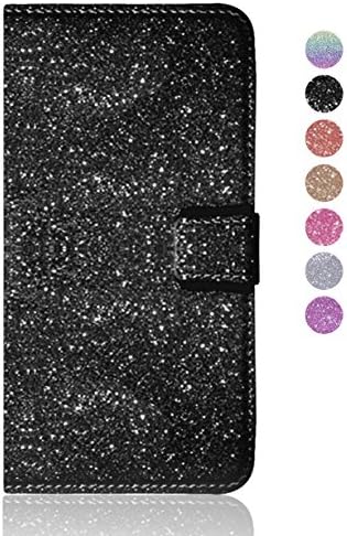 Dreams Mall(TM)iPhone 6 Plus Case,iPhone 6 Plus Leather Case,Wallet Case Glitter Effet Flip Case Cover Holster Protection for iphone6plus 5.5 inch,Black