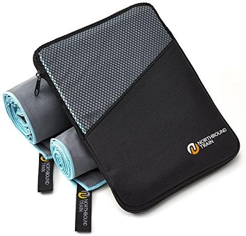 Microfibre Towel System by Northbound, 4x Fast Drying, 6x More Absorbent, Packs 8x Smaller, Anti-Bacterial ZO6 Coating, Great for Gym, Camping, Yoga, Travel- PLUS: 1 Extra Sport Towel + Mesh Bag
