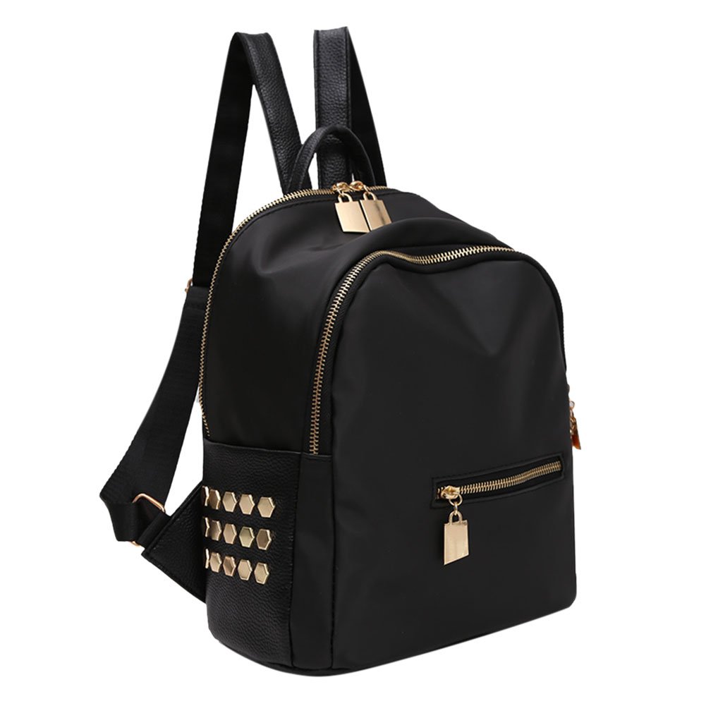 bestvech women's pu leather travel black backpack