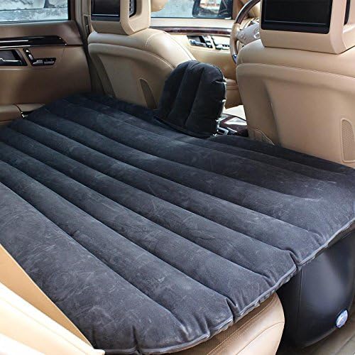 Multifunctional Car Inflatable Mattress Digitalboy Air Travel Bed Cushion Car Back Seat Cover with Two Air Pillows For Sleeping Camping Relaxing (Flocking-Black)