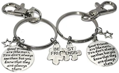 Magneticprintsrus Set, two friendship keychain, good friends are like stars quote