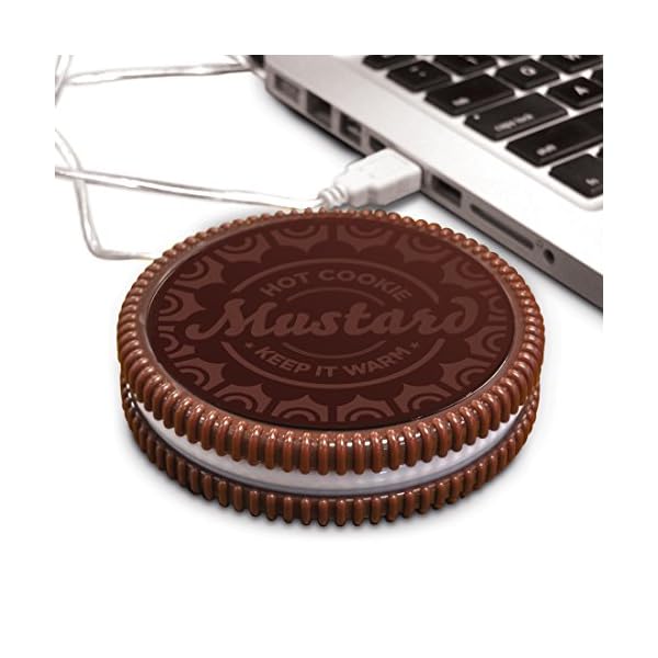 Mustard NG1702 USB Cup Mug Warmer Coaster - Dark Brown Hot Cookie