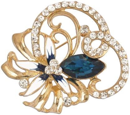 Octopus Flower Blue Crystal Brooch
